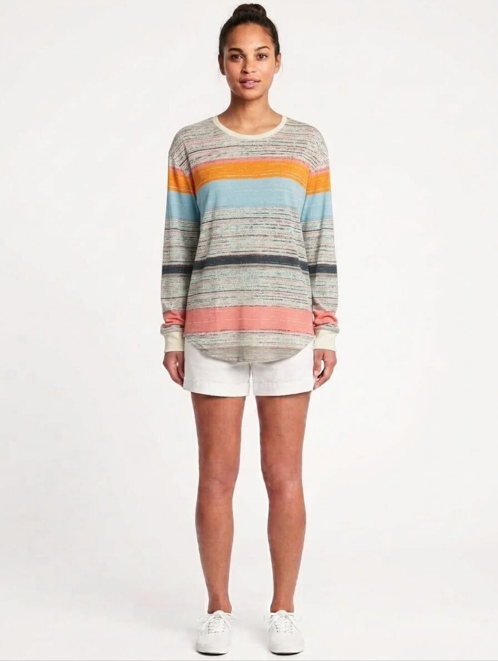 Striped Crewneck Long Sleeve Shirt in Multi-Color For Women XS-3XL NWT